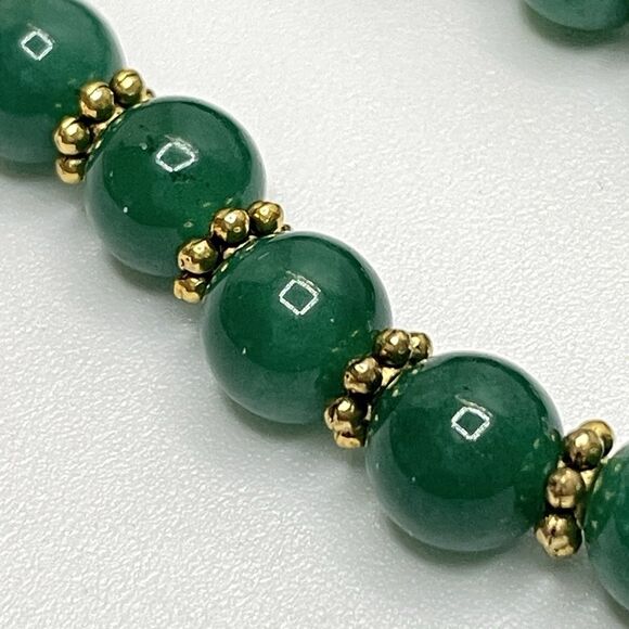 Artisan Handcrafted Green Gemstone Gold Tone Beaded Necklace Elegant Ethnic Long - Picture 5 of 8